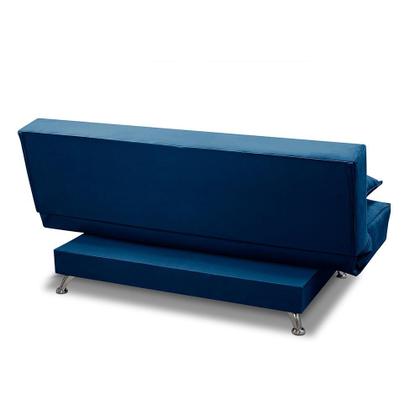 sofá cama 1,80m Isa Suede Azul Adonai Estofados Imagem de sofá cama 1,80m Isa Suede Azul Adonai Estofados