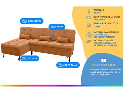 Imagem de Sofá-cama 2 Lugares Casal Reclinável Veludo Matrix Nice