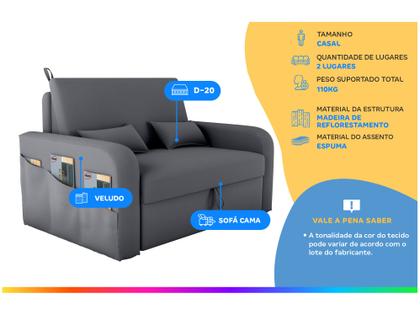 Imagem de Sofá-cama 2 Lugares Casal Veludo Matrix Lady Dai