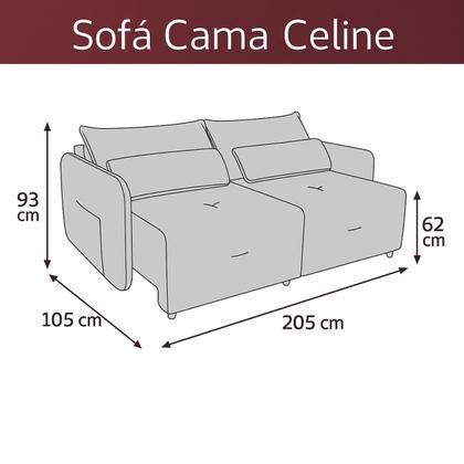 Imagem de Sofá Cama 2 Lugares com com assentos divididos Premium com almofadas Celine Matrix