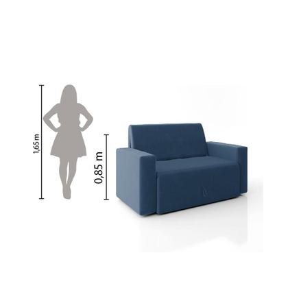 Sofá-Cama 2 Lugares Pratik 5000 Mamflex Azul Suede - MAM FLEX ESTOFADOS LTDA Imagem de Sofá-Cama 2 Lugares Pratik 5000 Mamflex Azul Suede