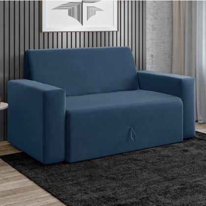Sofá-Cama 2 Lugares Pratik 5000 Mamflex Azul Suede - MAM FLEX ESTOFADOS LTDA Imagem de Sofá-Cama 2 Lugares Pratik 5000 Mamflex Azul Suede