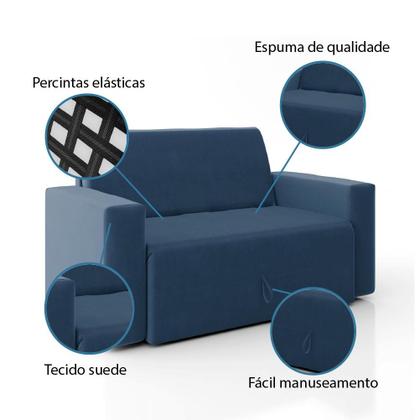 Sofá-Cama 2 Lugares Pratik 5000 Mamflex Azul Suede - MAM FLEX ESTOFADOS LTDA Imagem de Sofá-Cama 2 Lugares Pratik 5000 Mamflex Azul Suede