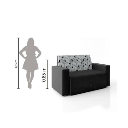 Imagem de Sofá-cama 2 Lugares Pratik 5000 Suede Preto/Cinza