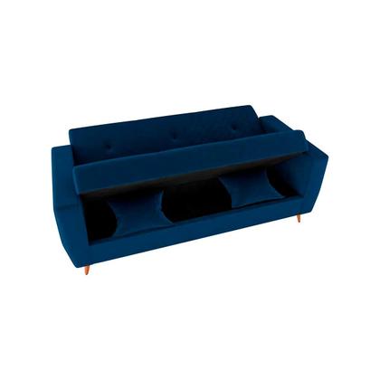 Imagem de Sofá Cama 2 Lugares Reclinável e Baú Pamela Azul Matrix