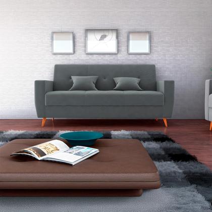Imagem de Sofá Cama 2 Lugares Reclinável e Baú Pamela Cinza Matrix