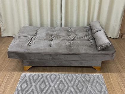 Sofá Cama 3 Lugares Bege 501 Stilo Plus - Alpoim Imagem de Sofá Cama 3 Lugares Bege 501 Stilo Plus