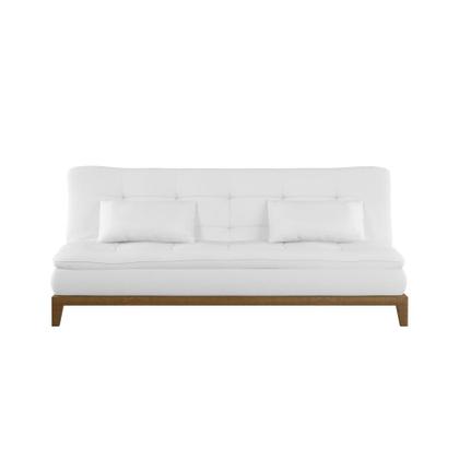 Imagem de Sofá-Cama 3 Lugares Casal Autenticidade Base e Pés de Madeira Branco