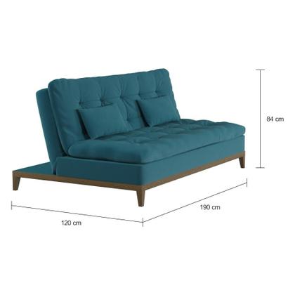 Sofá-Cama 3 Lugares Casal Excelencia Base e Pés de Madeira Suede Azul - Mobly Imagem de Sofá-Cama 3 Lugares Casal Excelencia Base e Pés de Madeira Suede Azul