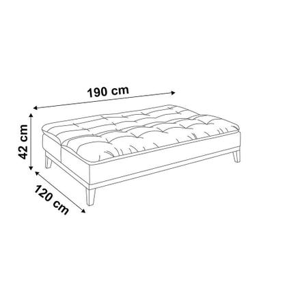 Imagem de Sofá-Cama 3 Lugares Casal Premium Base e Pés de Madeira material sintético Branco