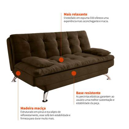 Sofá-Cama 3 Lugares Casal Premium II Suede Café - Mobly Imagem de Sofá-Cama 3 Lugares Casal Premium II Suede Café