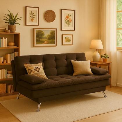 Imagem de Sofá-Cama 3 Lugares Casal Premium II Suede Café