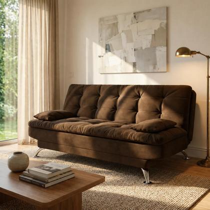 Imagem de Sofá-Cama 3 Lugares Casal Premium II Suede Café