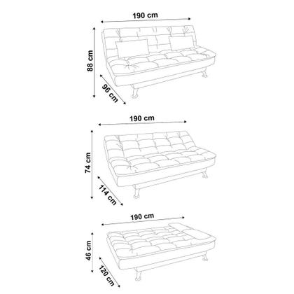 Sofá-Cama 3 Lugares Casal Premium material sintético Branco - Mobly Imagem de Sofá-Cama 3 Lugares Casal Premium material sintético Branco