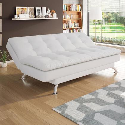 Imagem de Sofá-Cama 3 Lugares Casal Premium material sintético Branco