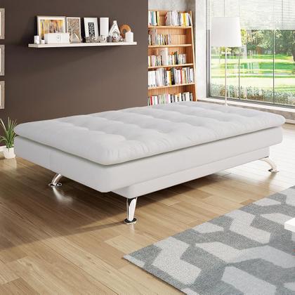 Imagem de Sofá-Cama 3 Lugares Casal Premium material sintético Branco