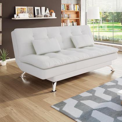 Imagem de Sofá-Cama 3 Lugares Casal Premium material sintético Branco