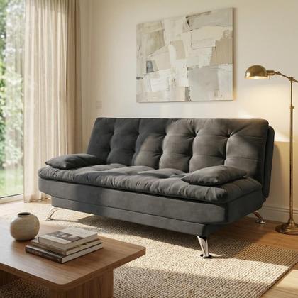 Imagem de Sofá-Cama 3 Lugares Casal Premium Suede Cinza