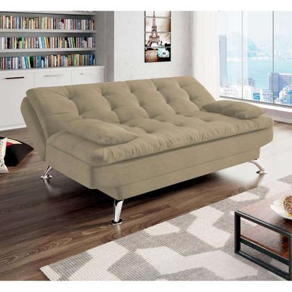 Sofá-Cama 3 Lugares Casal Premium Suede Velvet Bege - Mobly Imagem de Sofá-Cama 3 Lugares Casal Premium Suede Velvet Bege