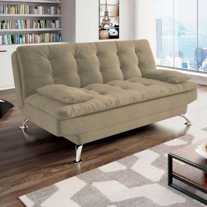 Sofá-Cama 3 Lugares Casal Premium Suede Velvet Bege - Mobly Imagem de Sofá-Cama 3 Lugares Casal Premium Suede Velvet Bege