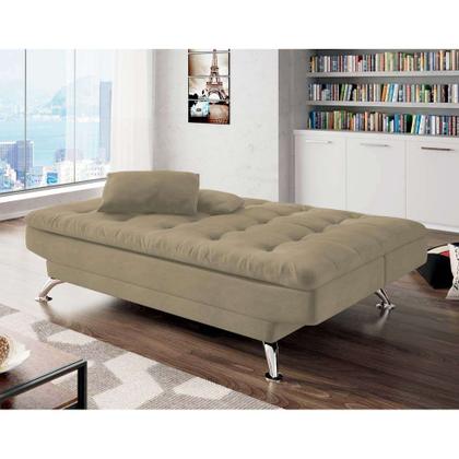 Sofá-Cama 3 Lugares Casal Premium Suede Velvet Bege - Mobly Imagem de Sofá-Cama 3 Lugares Casal Premium Suede Velvet Bege