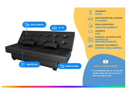 Imagem de Sofá Cama 3 Lugares Casal Reclinável 190 larg Laila Matrix