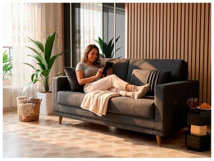 Imagem de Sofá-cama 3 Lugares Casal Reclinável Facto e Linho Matrix Esther
