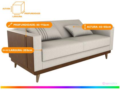 Imagem de Sofá-cama 3 Lugares Casal Reclinável Linho Matrix Esther