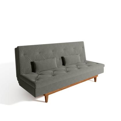 Imagem de Sofá Cama 3 Lugares em Suede Tokio Yescasa Cinza/Mel