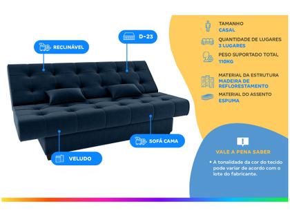 Imagem de Sofá Cama 3 Lugares Laila Azul Matrix