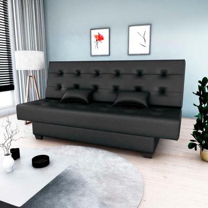 Imagem de Sofá Cama 3 Lugares Laila Sintetico Preto Matrix