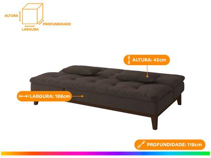 Imagem de Sofá-cama 3 Lugares Reclinável Suede Linoforte Jade