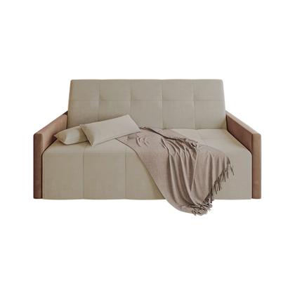 Imagem de Sofa Cama 4 Lugares Retrátil e Reclinável Paris 2,10m Veludo Areia/marrom