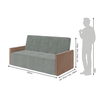 Imagem de Sofa Cama 4 Lugares Retrátil e Reclinável Paris 2,10m Veludo Cinza 