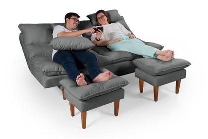 Imagem de Sofá Cama Andorra com Banqueta Suede