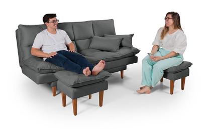 Imagem de Sofá Cama Andorra com Banqueta Suede