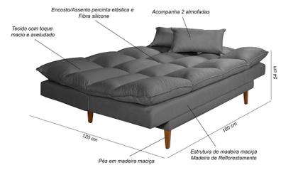 Imagem de Sofá Cama Andorra com Banqueta Suede