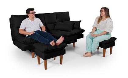 Imagem de Sofá Cama Andorra com Banqueta Suede