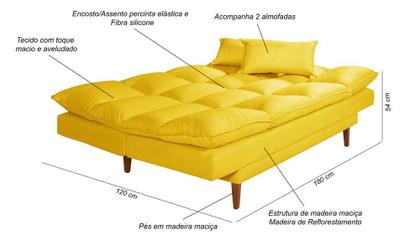 Imagem de Sofá Cama Andorra com Banqueta Suede