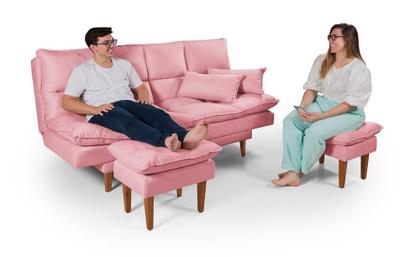 Imagem de Sofá Cama Andorra com Banqueta Suede