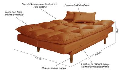 Imagem de Sofá Cama Andorra com Banqueta Suede