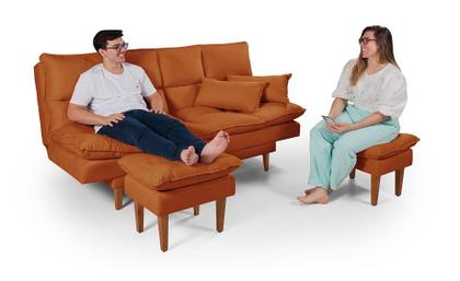 Imagem de Sofá Cama Andorra com Banqueta Suede