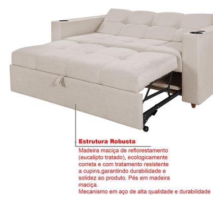 Imagem de Sofá Cama Austin Retrátil Reclinável Com Kit Multimídia Som Bluetooth USB Porta Copos