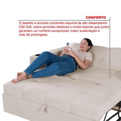 Imagem de Sofá Cama Austin Retrátil Reclinável Com Kit Multimídia Som Bluetooth USB Porta Copos