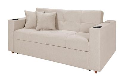 Imagem de Sofá Cama Austin Retrátil Reclinável Com Kit Multimídia Som Bluetooth USB Porta Copos