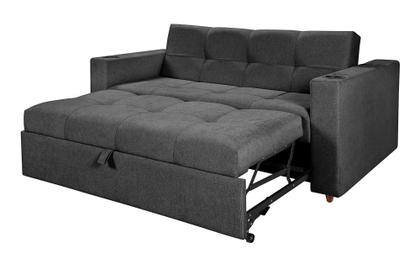 Imagem de Sofá Cama Austin Retrátil Reclinável Com Kit Multimídia Som Bluetooth USB Porta Copos