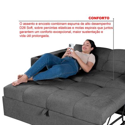 Imagem de Sofá Cama Austin Retrátil Reclinável Com Kit Multimídia Som Bluetooth USB Porta Copos