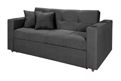 Imagem de Sofá Cama Austin Retrátil Reclinável Com Kit Multimídia Som Bluetooth USB Porta Copos