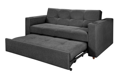 Imagem de Sofá Cama Austin Retrátil Reclinável Com Kit Multimídia Som Bluetooth USB Porta Copos