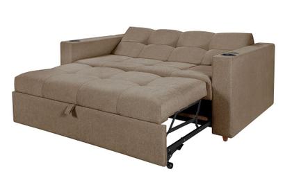 Imagem de Sofá Cama Austin Retrátil Reclinável Com Kit Multimídia Som Bluetooth USB Porta Copos